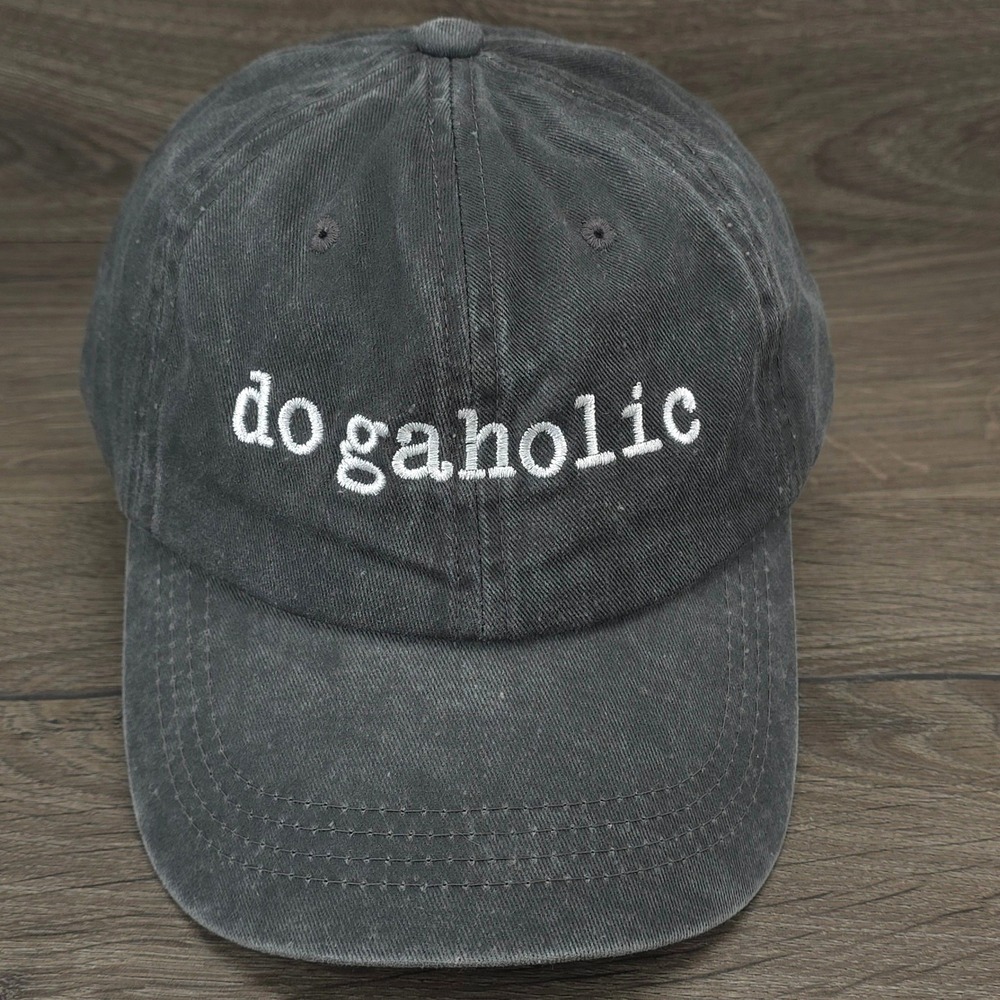 Dogaholic Hat Cap Strap Back Gray Mens Embroidered Dog Lover Gift Adjustable Hat